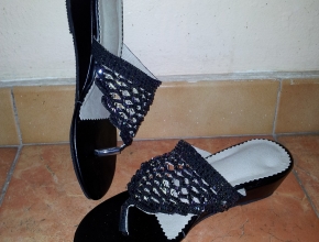sandales femme perlage noir